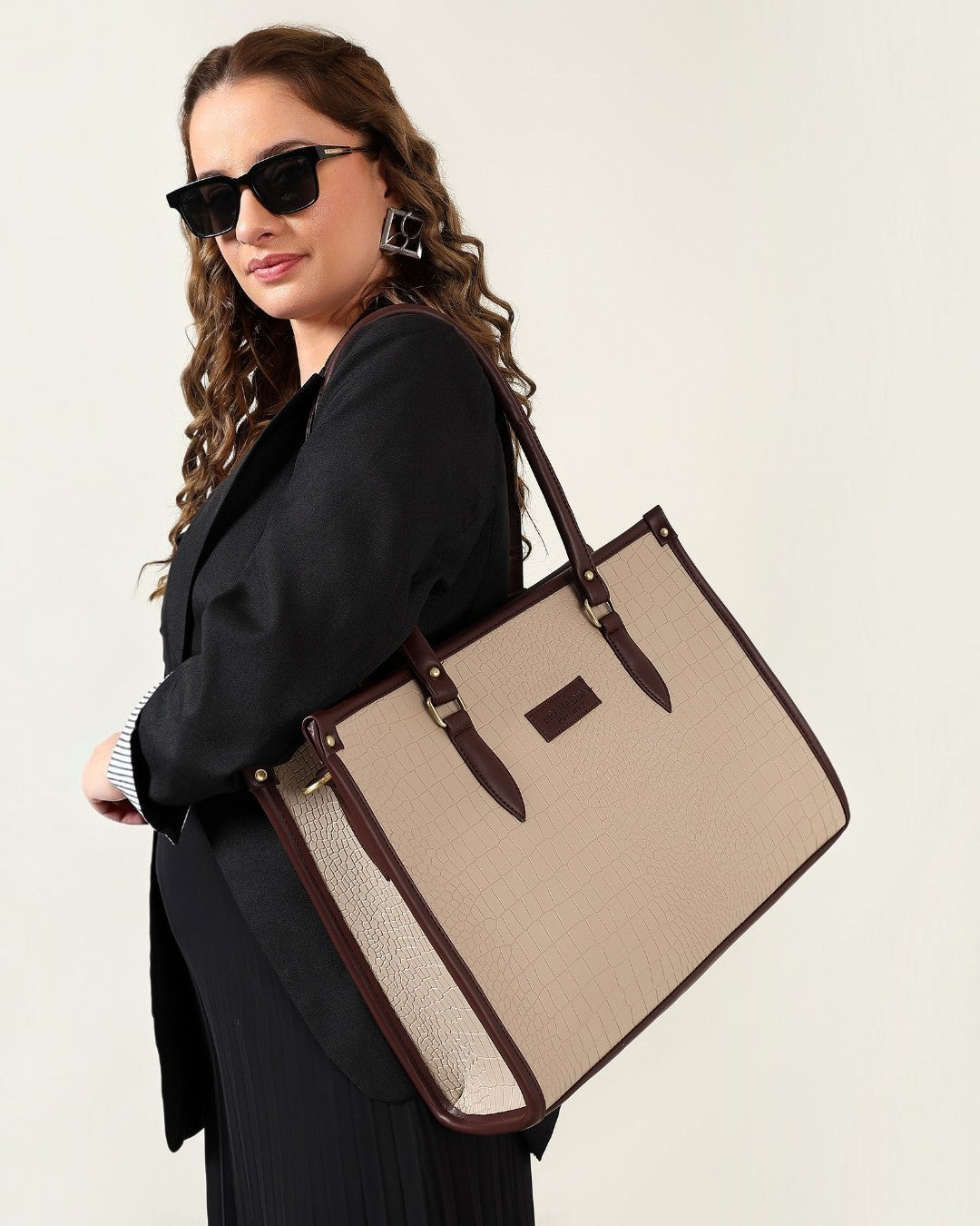 Beige Bianca Tote Bag + Brown Twin Mobile Sling