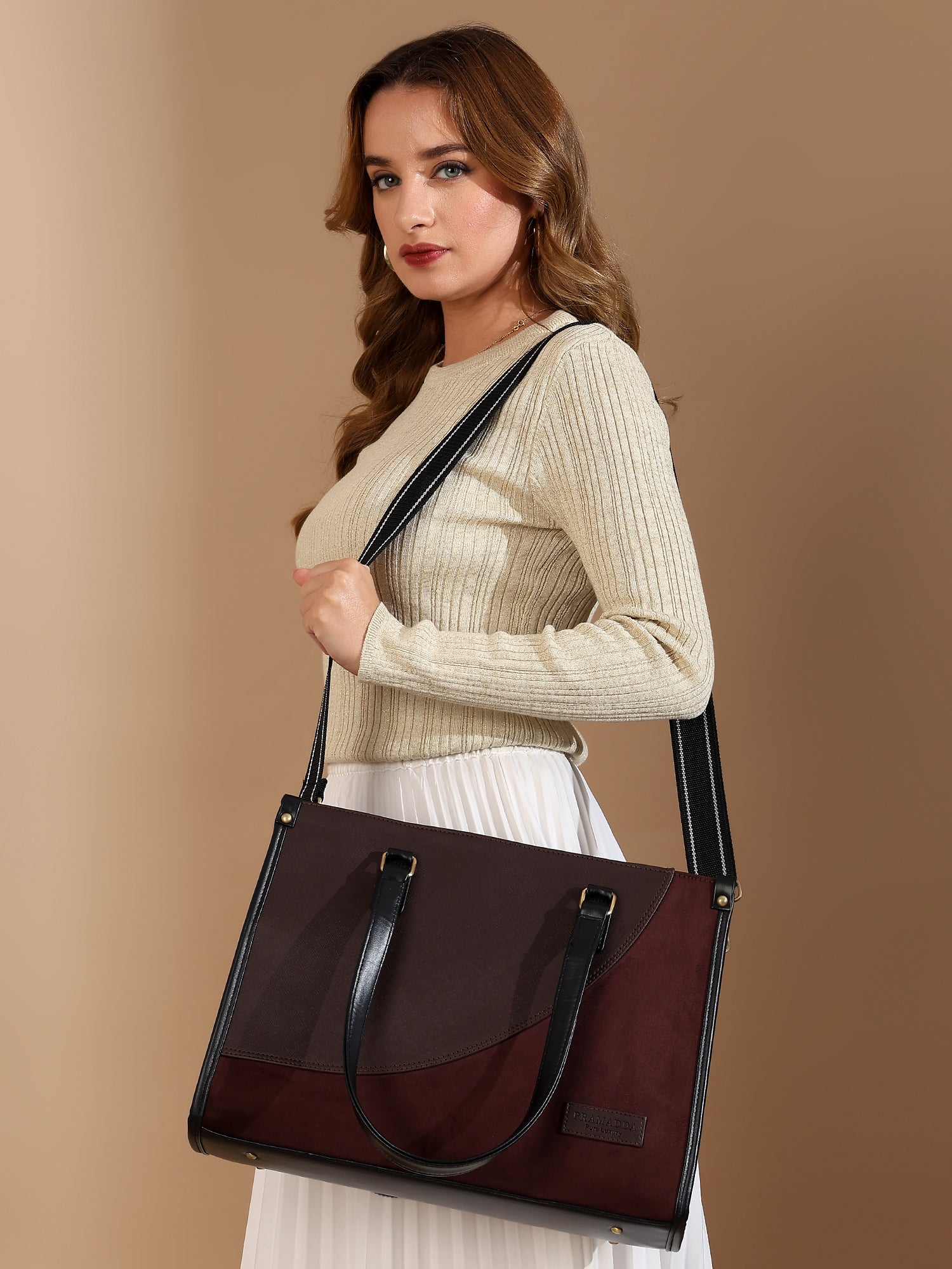Classic Sophia Suede Tote Bag (15.5" Inch)