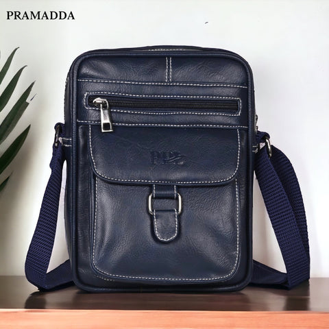 Stylish Majestic Blue Vegan Leather POSH Sling mini Messenger Bag for Men Women Travel