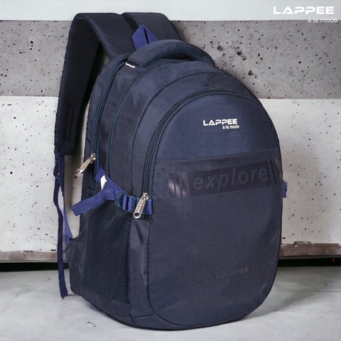 Lappee Stylish Dark Blue Casual Backpacks With Rain Cover For Men & Women School, College, Office, Travel.