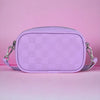 Gorgeous lilac check emboss crossbody sling cum waist bag for women