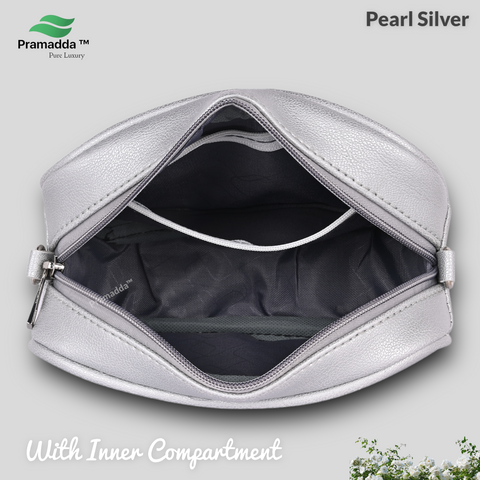Classic Silver check emboss crossbody sling cum waist bag for women