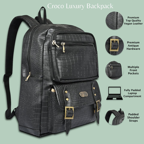 FESTIVE OFFER | Buy 1 Get 1 Free Sling | Black Croco Backpack and white Croco Leather Sling Crossbody Bag.