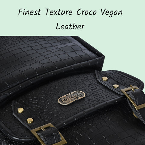 FESTIVE OFFER | Buy 1 Get 1 Free Sling | Black Croco Backpack and white Croco Leather Sling Crossbody Bag.