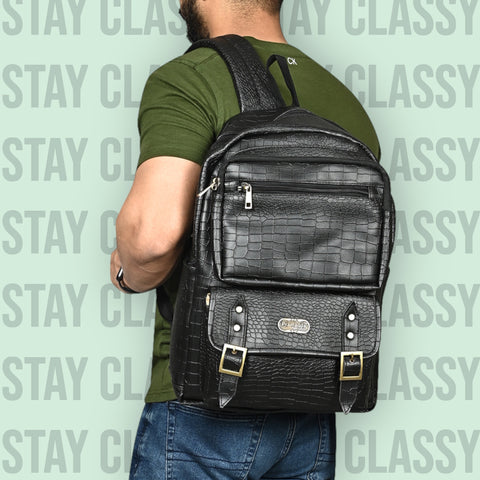 FESTIVE OFFER | Buy 1 Get 1 Free Sling | Black Croco Backpack and white Croco Leather Sling Crossbody Bag.