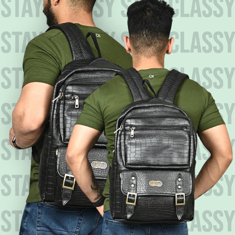 FESTIVE OFFER | Buy 1 Get 1 Free Sling | Black Croco Backpack and white Croco Leather Sling Crossbody Bag.