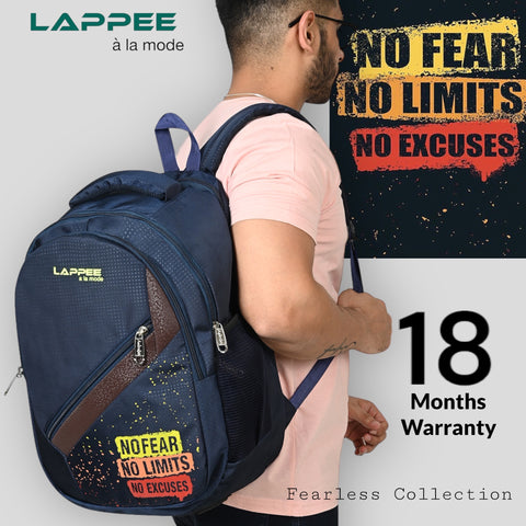 Lappee NO FEAR Elegant Blue Casual Backpack with Rain Cover for Men Bagpack for College, Office, School