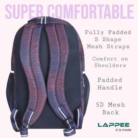 Lappee Printed Dark Blue Casual Girls Backpack 36L | School College Office Travel.