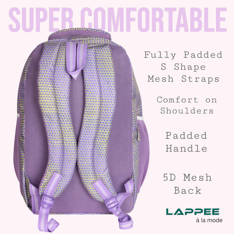 Lappee Printed Pretty Purple Casual Girls Backpack 36L | School College Office Travel.