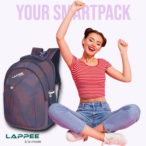 Lappee Printed Dark Blue Casual Girls Backpack 36L | School College Office Travel.