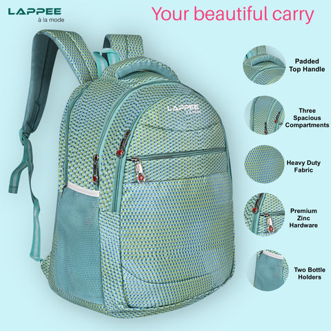 Lappee Printed Green Casual Girls Backpack 36L | School College Office Travel.