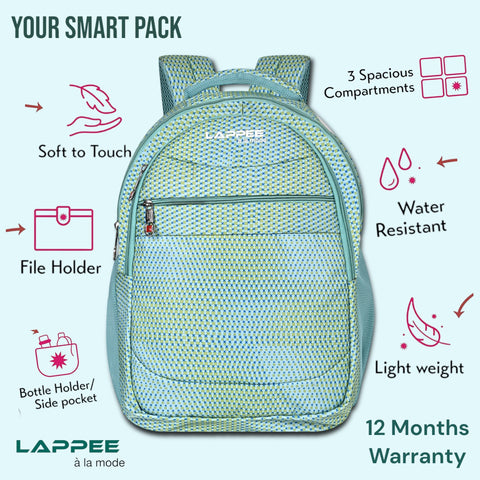 Lappee Printed Green Casual Girls Backpack 36L | School College Office Travel.