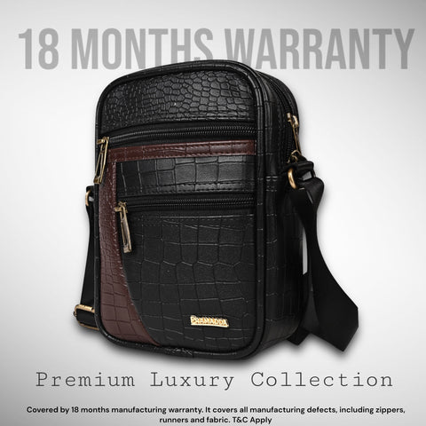 Stylish Black Diablo 9 Inches Leather Mobile Messenger Bag for men & Women.