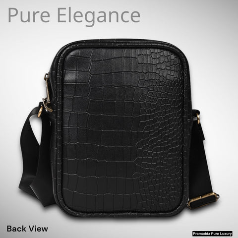 Stylish Black Diablo 9 Inches Leather Mobile Messenger Bag for men & Women.