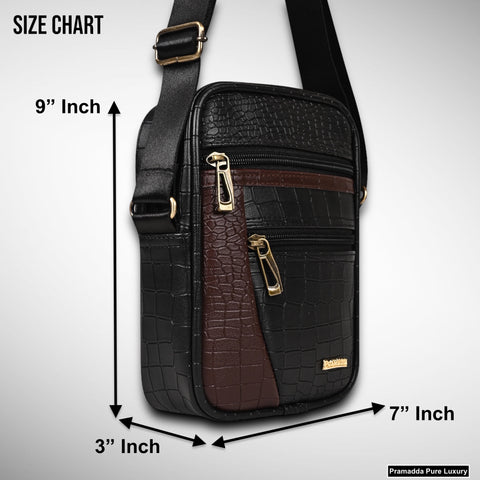 Stylish Black Diablo 9 Inches Leather Mobile Messenger Bag for men & Women.
