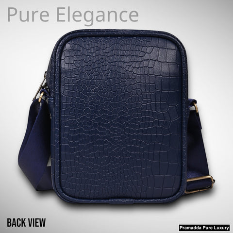 Trendy Blue Diablo 9 Inches Leather Mobile Messenger Bag for Men & Women.