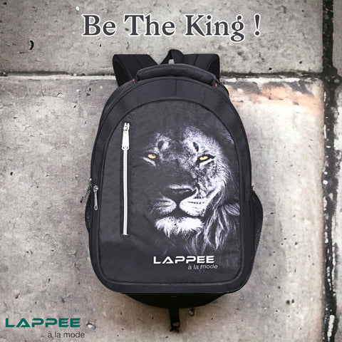 Lappee LION Stylish Black Casual Backpack with Rain Cover for Boys Bagpack for College, Office, School,Travel.