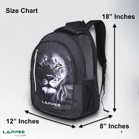 Lappee LION Stylish Black Casual Backpack with Rain Cover for Boys Bagpack for College, Office, School,Travel.