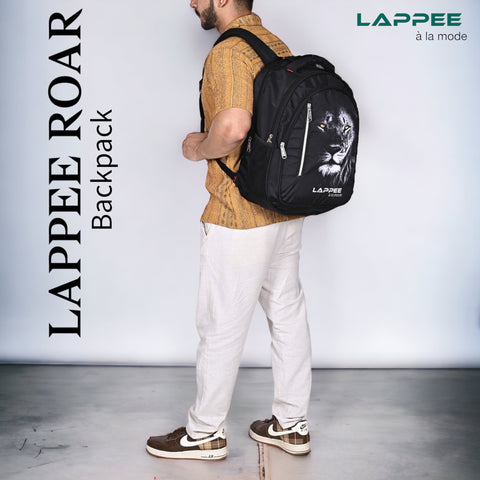 Lappee LION Stylish Black Casual Backpack with Rain Cover for Boys Bagpack for College, Office, School,Travel.