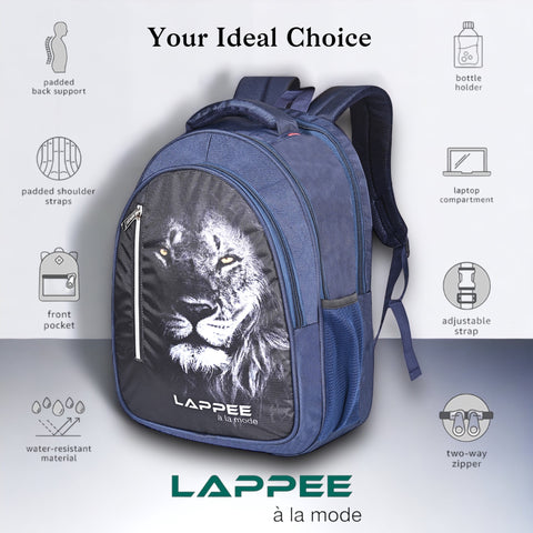Lappee LION Trendy DarkBlue Casual Backpack with Rain Cover for Boys Bagpack for College, Office, School,Travel.
