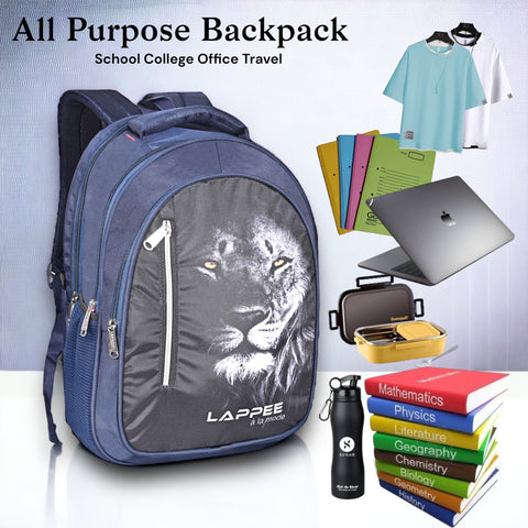 Lappee LION Trendy DarkBlue Casual Backpack with Rain Cover for Boys Bagpack for College, Office, School,Travel.