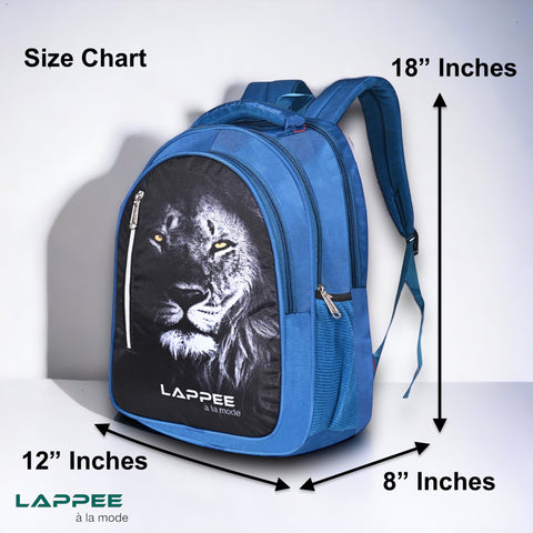 Lappee LION Elegant Blue Casual Backpack with Rain Cover for Boys Bagpack for College, Office, School,Travel.