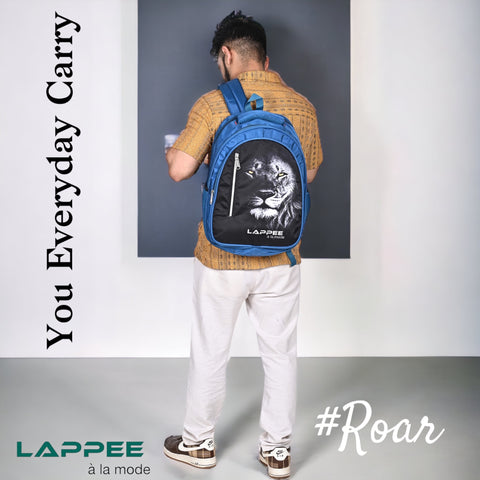Lappee LION Elegant Blue Casual Backpack with Rain Cover for Boys Bagpack for College, Office, School,Travel.