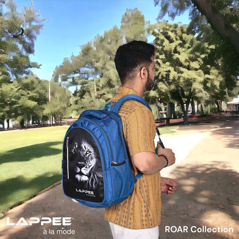 Lappee LION Elegant Blue Casual Backpack with Rain Cover for Boys Bagpack for College, Office, School,Travel.