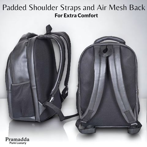 Stylish Elegant Black Berlin Vegan Leather 15.6 Inch Laptop Backpack for Men & Women.
