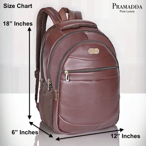 Stylish Mocha Brown Berlin Vegan Leather 15.6 Inch Laptop Backpack for Men & Women.