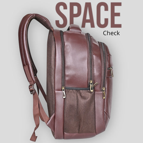 Stylish Mocha Brown Berlin Vegan Leather 15.6 Inch Laptop Backpack for Men & Women.