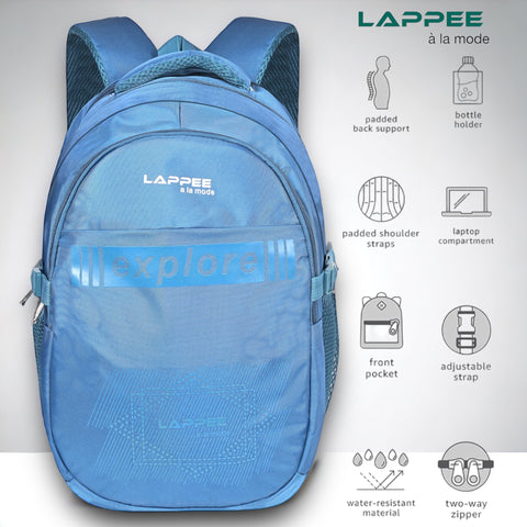 Lappee Trendy Blue Casual Backpacks With Rain Cover For Men & Women School, College, Office, Travel.