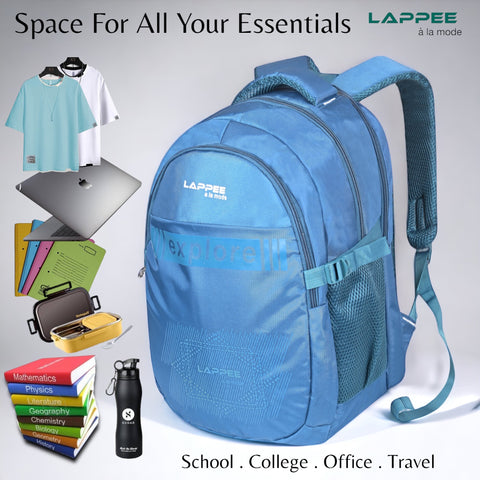 Lappee Trendy Blue Casual Backpacks With Rain Cover For Men & Women School, College, Office, Travel.