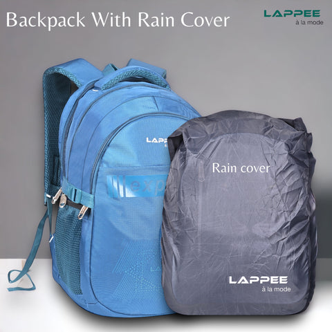 Lappee Trendy Blue Casual Backpacks With Rain Cover For Men & Women School, College, Office, Travel.