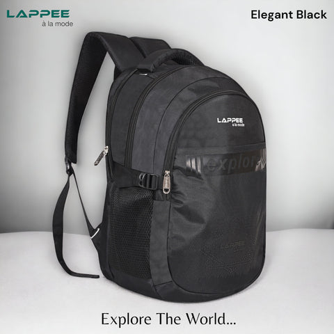 Lappee Elegant Black Casual Backpacks With Rain Cover For Men & Women Office, College, School, Travel.