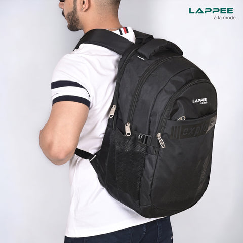 Lappee Elegant Black Casual Backpacks With Rain Cover For Men & Women Office, College, School, Travel.