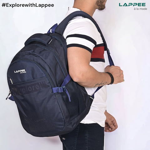 Lappee Stylish Dark Blue Casual Backpacks With Rain Cover For Men & Women School, College, Office, Travel.