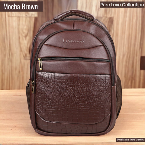 Stylish Choco Brown leather 15.6 Inch Backpack For Men & Women For School, College, Office Travel Bag.