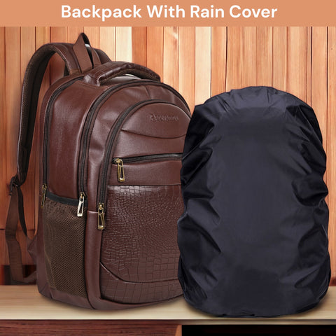 Stylish Choco Brown leather 15.6 Inch Backpack For Men & Women For School, College, Office Travel Bag.