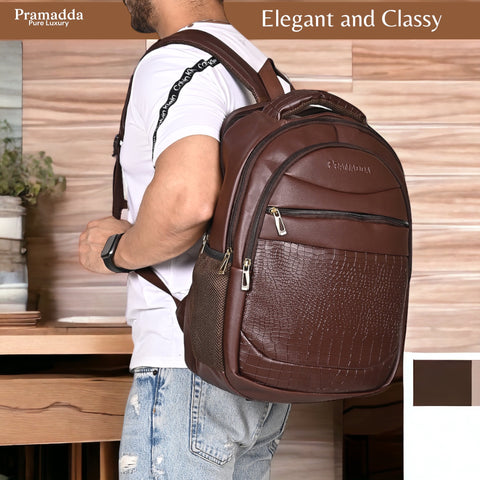 Stylish Choco Brown leather 15.6 Inch Backpack For Men & Women For School, College, Office Travel Bag.