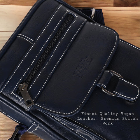 Stylish Majestic Blue Vegan Leather POSH Sling mini Messenger Bag for Men Women Travel