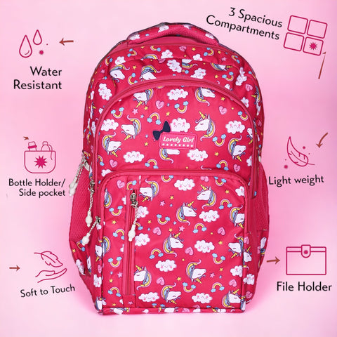 Stylish pretty pink Printed backpack for Girls For School, College, Office, Travel.
