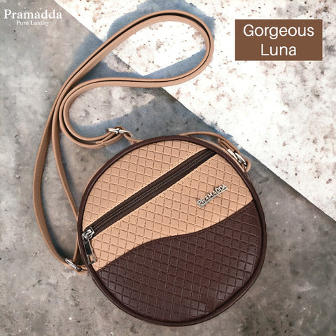 Luna Coffee Walnut Beige Round Sling bag