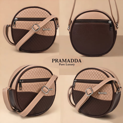 Luna Coffee Walnut Beige Round Sling bag