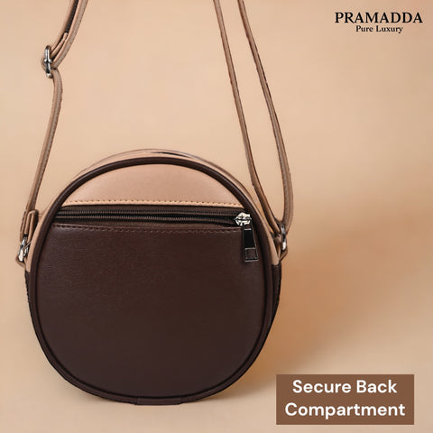 Luna Coffee Walnut Beige Round Sling bag
