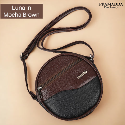 Luna Mocha Brown Round Sling Bag
