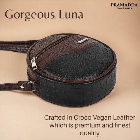 Luna Mocha Brown Round Sling Bag