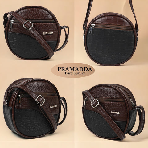 Luna Mocha Brown Round Sling Bag
