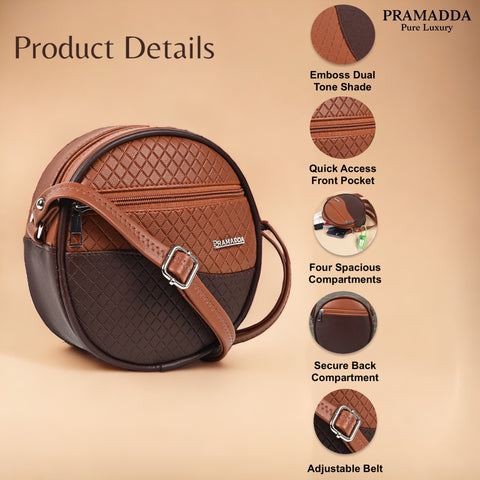 Luna Cinnamon Tan Round Sling bag