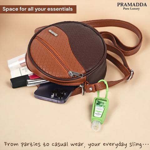 Luna Cinnamon Tan Round Sling bag